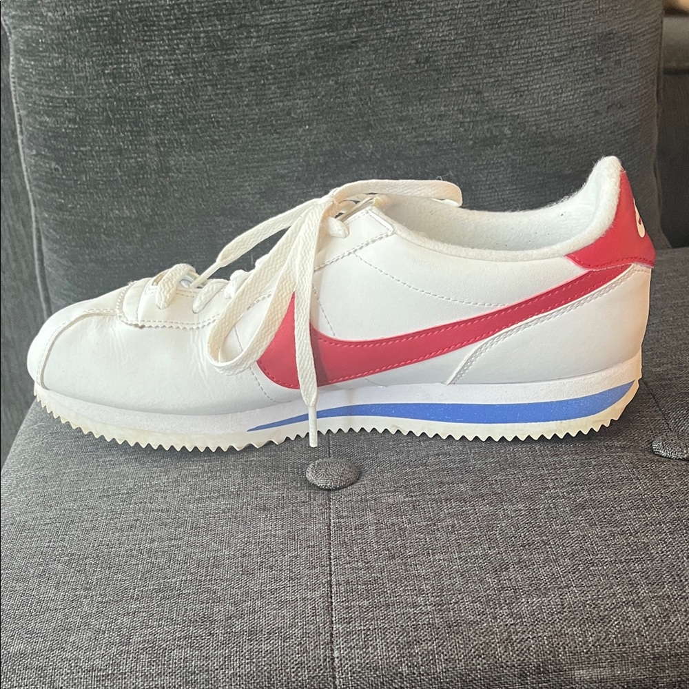 Nike Men’s Classic Cortez Leather Red White and Blue Sneakers Size 10.5 - Picture 7 of 12